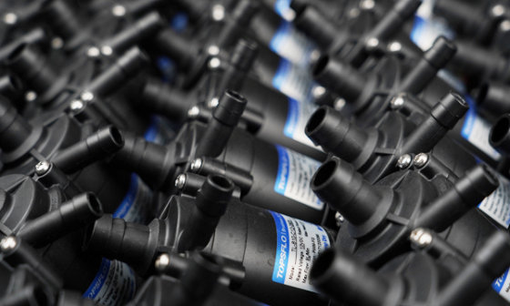 What does a TOPSFLO micro pump go through before leaving the factory?